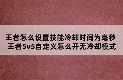 王者怎么设置技能冷却时间为毫秒 王者5v5自定义怎么开无冷却模式